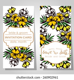 Wedding invitation cards with floral elements