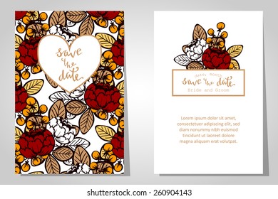 Wedding invitation cards with floral elements