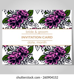 Wedding invitation cards with floral elements