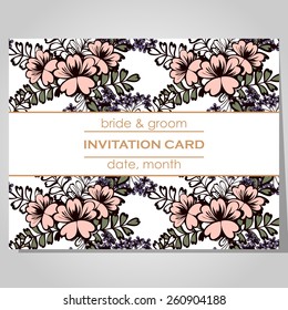 Wedding invitation cards with floral elements