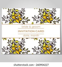 Wedding invitation cards with floral elements