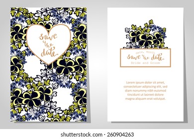 Wedding invitation cards with floral elements