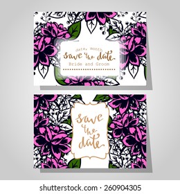 Wedding invitation cards with floral elements
