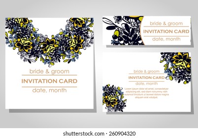 Wedding invitation cards with floral elements