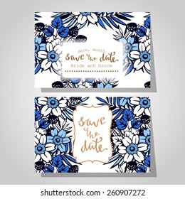 Wedding invitation cards with floral elements
