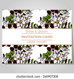 Wedding invitation cards with floral elements