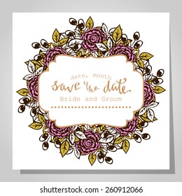 Wedding invitation cards with floral elements