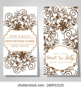 Wedding invitation cards with floral elements