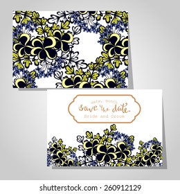 Wedding invitation cards with floral elements