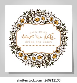 Wedding invitation cards with floral elements
