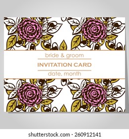 Wedding invitation cards with floral elements