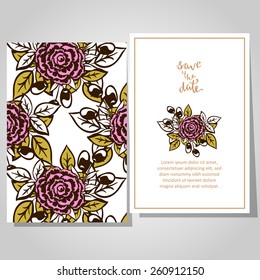 Wedding invitation cards with floral elements