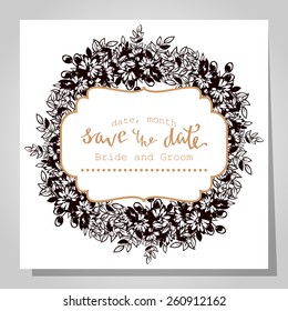 Wedding invitation cards with floral elements