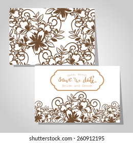 Wedding invitation cards with floral elements