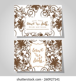 Wedding invitation cards with floral elements