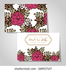 Wedding invitation cards with floral elements