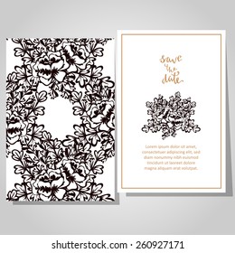 Wedding invitation cards with floral elements