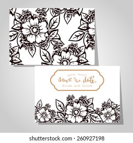 Wedding invitation cards with floral elements