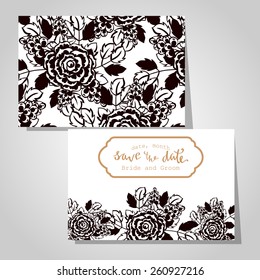 Wedding invitation cards with floral elements