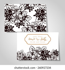 Wedding invitation cards with floral elements