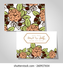 Wedding invitation cards with floral elements