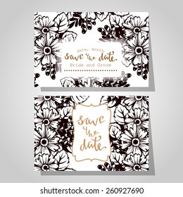 Wedding invitation cards with floral elements