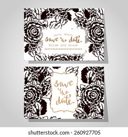 Wedding invitation cards with floral elements