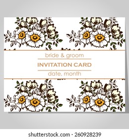 Wedding invitation cards with floral elements