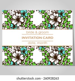 Wedding invitation cards with floral elements