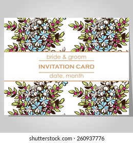 Wedding invitation cards with floral elements