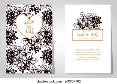 Wedding invitation cards with floral elements