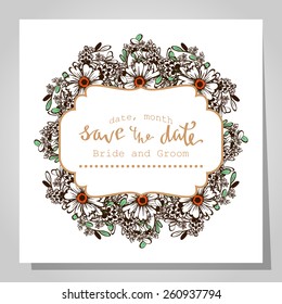 Wedding invitation cards with floral elements
