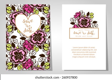 Wedding invitation cards with floral elements