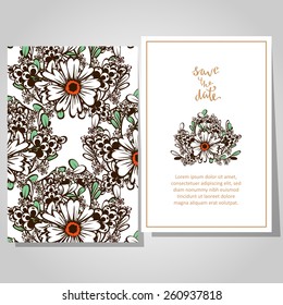 Wedding invitation cards with floral elements