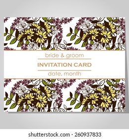 Wedding invitation cards with floral elements