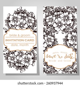 Wedding invitation cards with floral elements