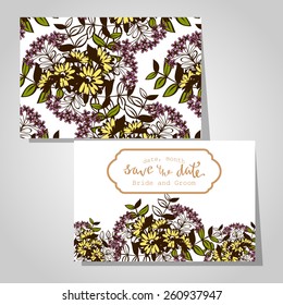 Wedding invitation cards with floral elements