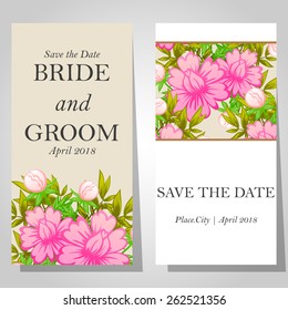 Wedding invitation cards with floral elements