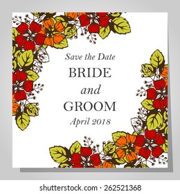 Wedding invitation cards with floral elements