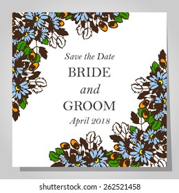 Wedding invitation cards with floral elements