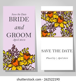 Wedding invitation cards with floral elements