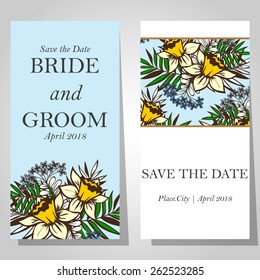 Wedding invitation cards with floral elements