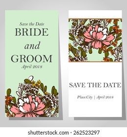 Wedding invitation cards with floral elements