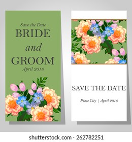 Wedding invitation cards with floral elements
