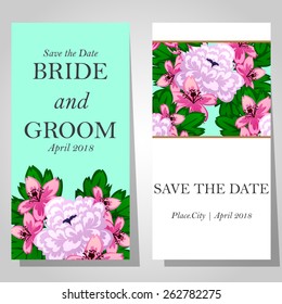 Wedding invitation cards with floral elements