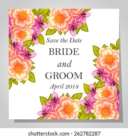 Wedding invitation cards with floral elements
