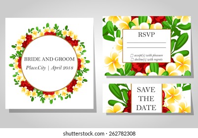 Wedding invitation cards with floral elements