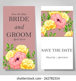 Wedding invitation cards with floral elements
