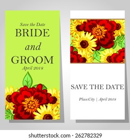 Wedding invitation cards with floral elements