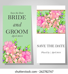 Wedding invitation cards with floral elements